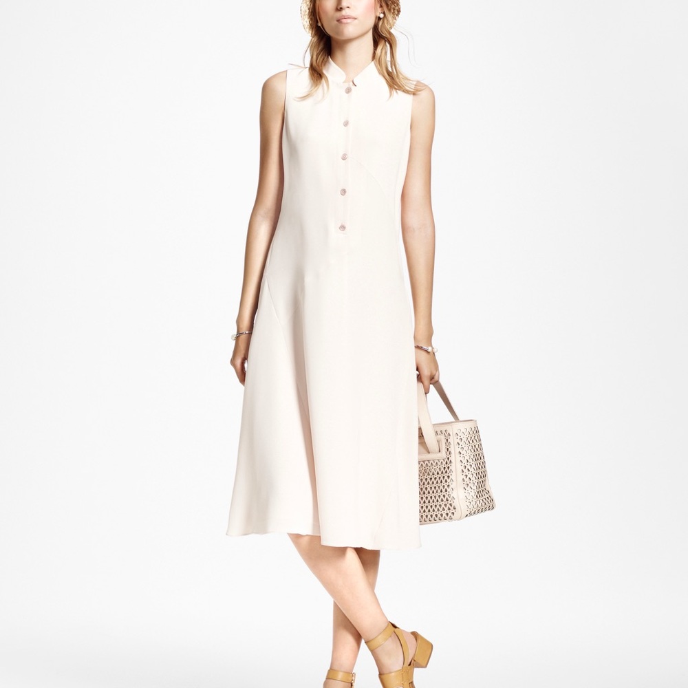 Brooks Brothers Cream Buttoned Midi Sundress